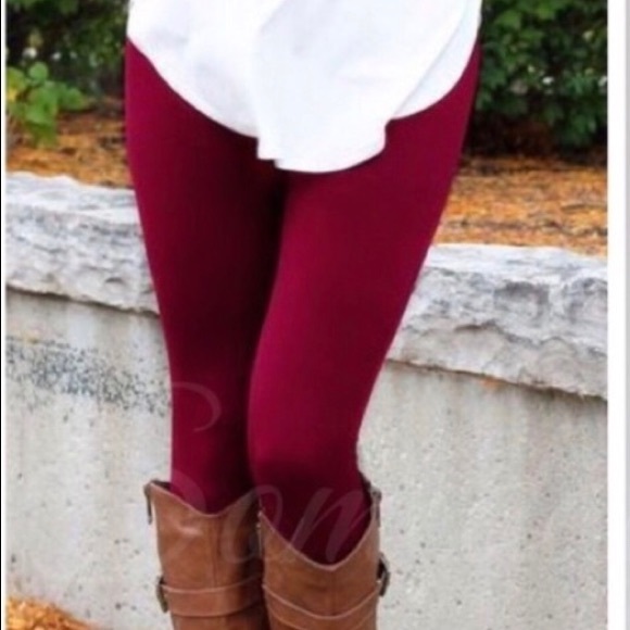 New! Soft Wine fleece high waist Leggings - Picture 3 of 6